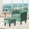 Ergonomic Armrest Barrel Chair with Ottoman and Velvet Padded Seat for Living Room